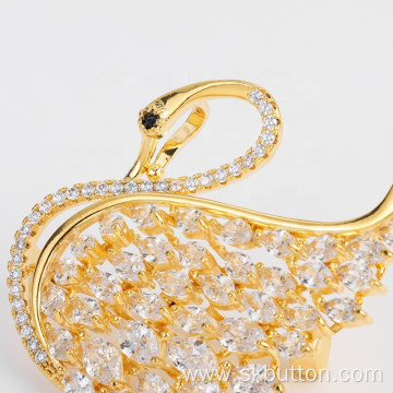 SANKO strass swan pearl designer brooch pins